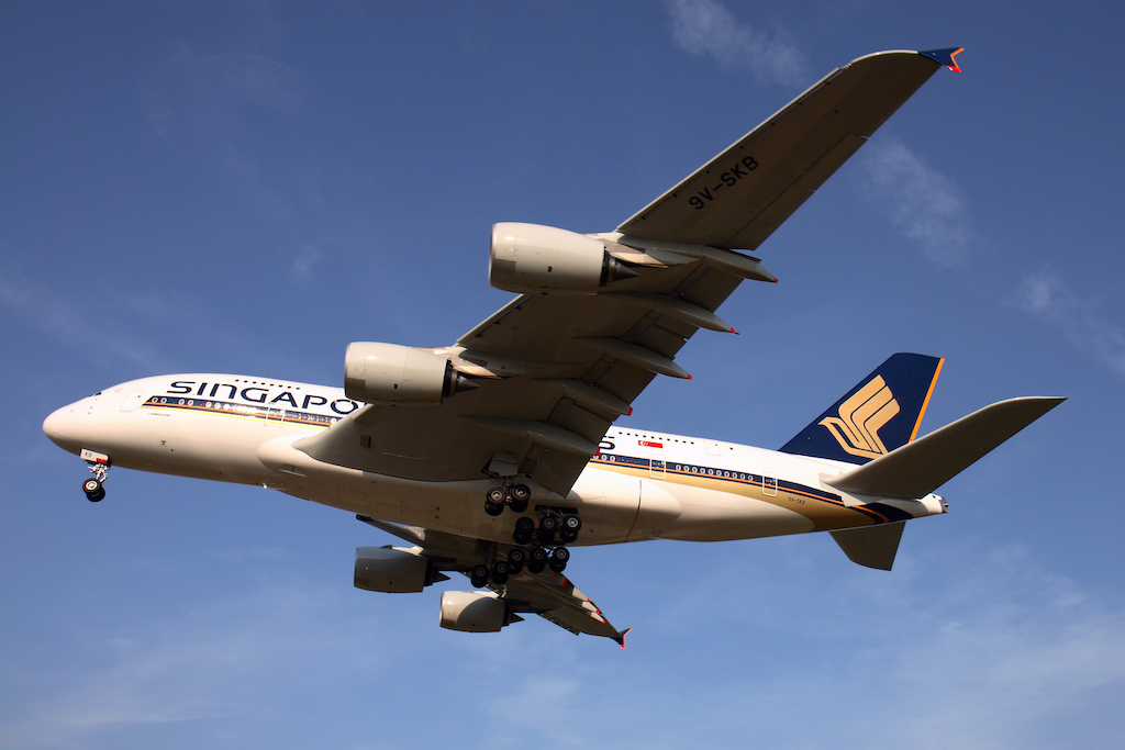 A Singapore Airlines Airbus A380-800.
