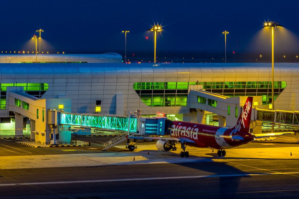 An AirAsia plane at the Kuala Lumpur airport
