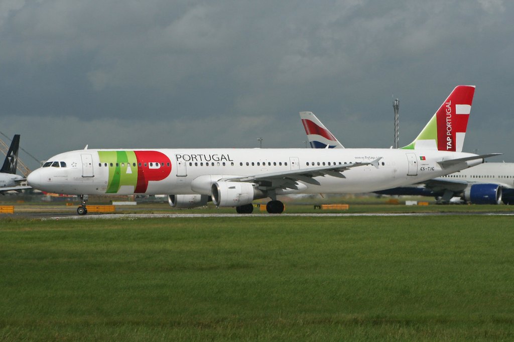 A TAP Air Portugal plane at London's Heathrow airport