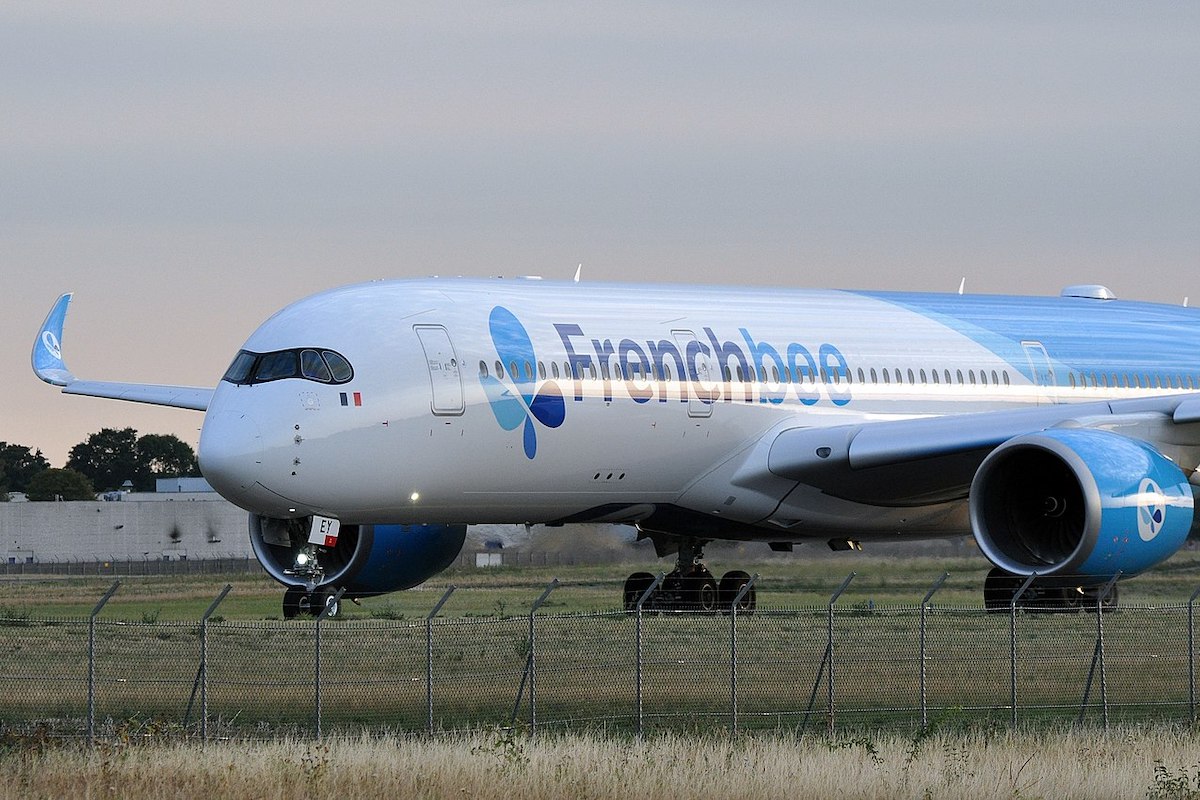 A French Bee airplane taxis