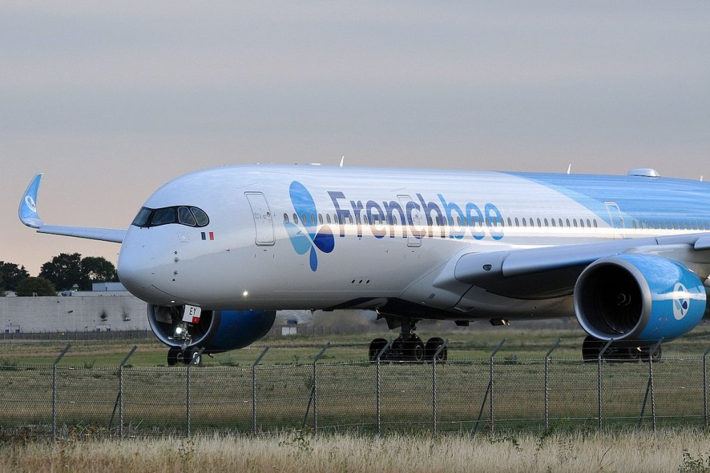 A French Bee airplane taxis