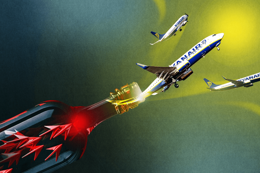 An abstract graphic showing Ryanair planes.