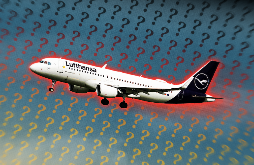 An illustration showing a Lufthansa aircraft