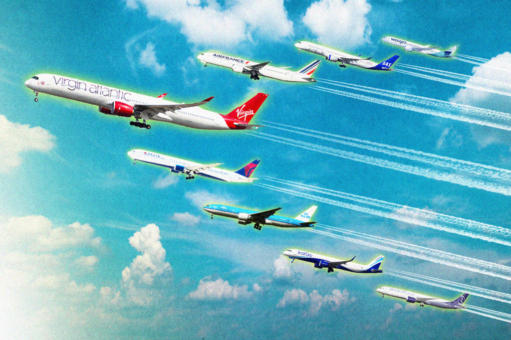 An illustration showing Virgin Atlantic planes with partner carriers.