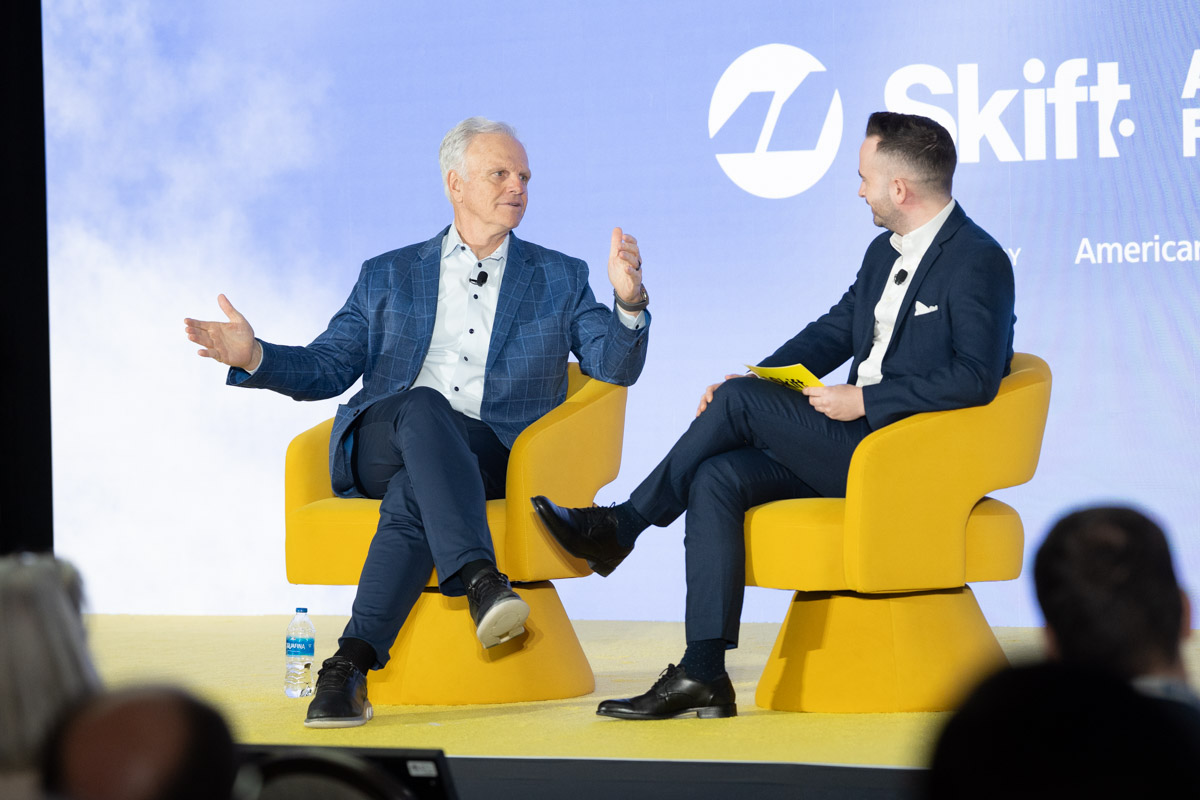 David Neeleman and Gordon Smith at Skift Aviation Forum 2025.