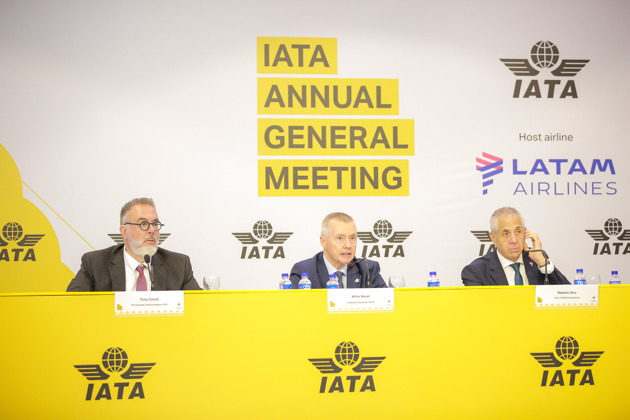 The closing press conference at the IATA AGM 2026.